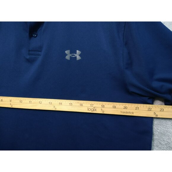 Under Armour Shirt Mens Large Blue Tech Tee Matchplay Polo Short Sleeve Loose - Picture 4 of 6